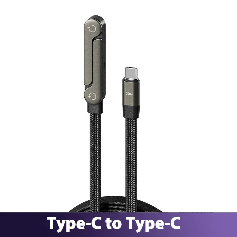65W USB Fast Charging Cable with Foldable Phone Holder - 2-in-1 Type-C Quick Charge Data Cable for Mobile Devices