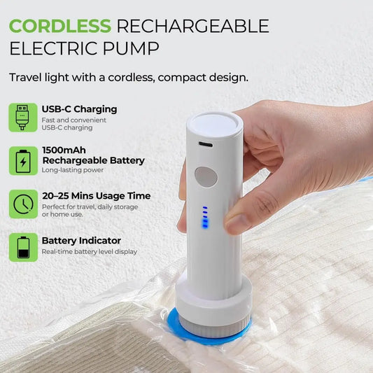 New Rechargeable Electric Vacuum Pump, Portable Storage Bag Accessories, Mini Vacuum Bag, Suction Pump, Travel Air Pump