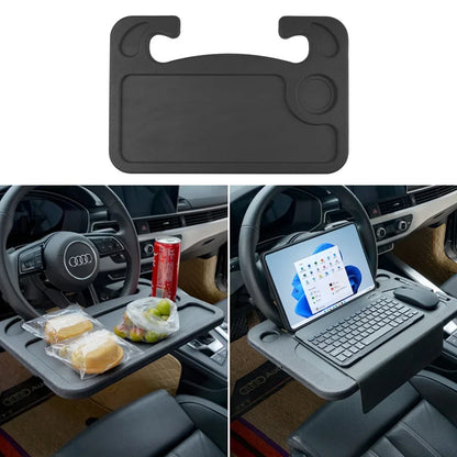 Revolutionize Your Travel Experience with Our Multifunctional Car Dining Table: Steering Wheel Tray, Beverage Rack, and Writing Desk