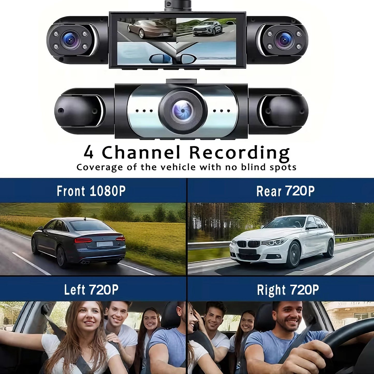 Ultimate 360-Degree Dash Cam with Four Cameras, Night Vision, and Loop Recording for Unmatched Vehicle Protection