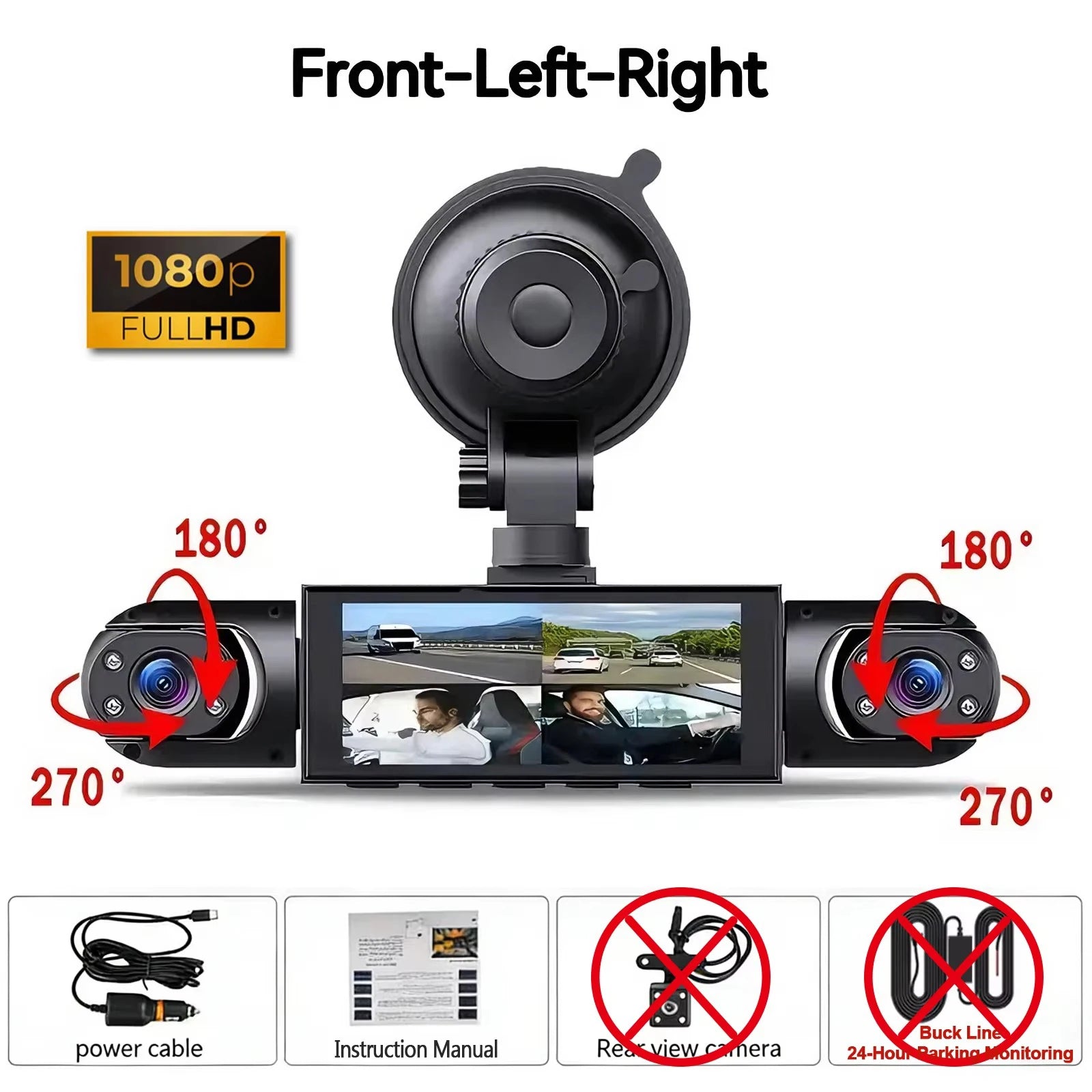Ultimate 360-Degree Dash Cam with Four Cameras, Night Vision, and Loop Recording for Unmatched Vehicle Protection