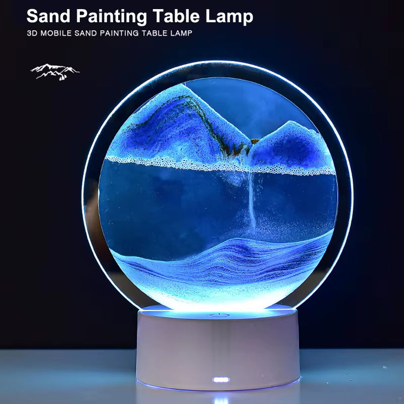 Illuminate Your Space with the Quicksand Table Lamp - Mesmerizing Hourglass Design with Colorful Water Effects and 3D Sand Painting