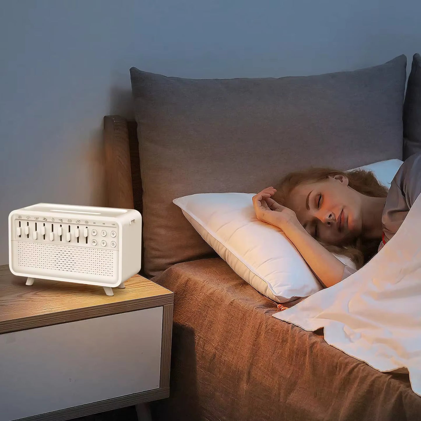 Transform Your Space with the 4-in-1 HiFi Bluetooth Speaker: LED Night Light, White Noise Sleep Aid, Humidifier, and 8 Soothing Natural Sounds