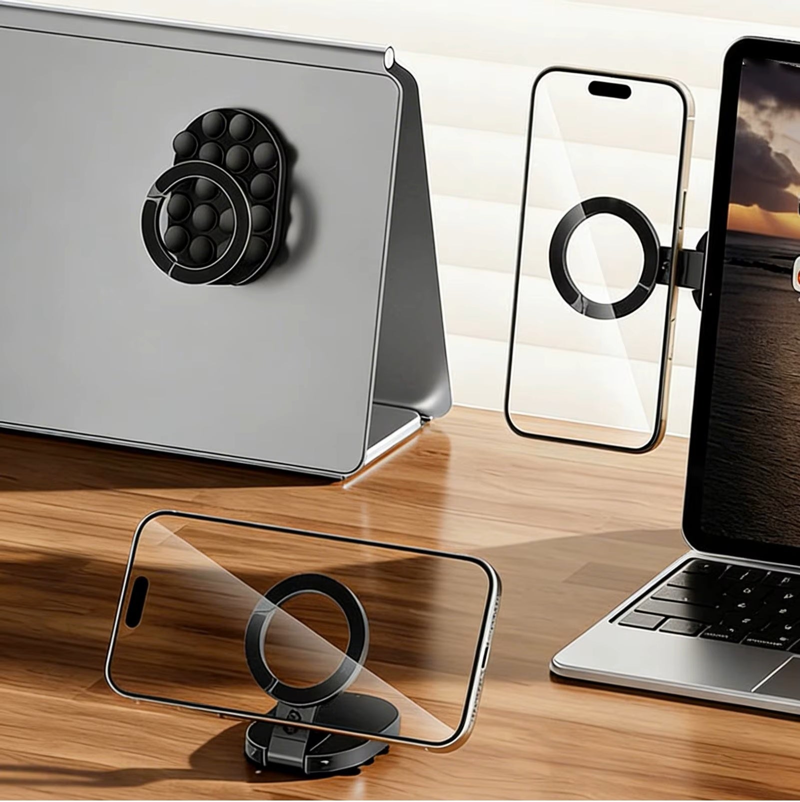 Revolutionary 360-Degree Magnetic Phone Mount - Your Ultimate Dashboard Companion for Effortless One-Handed Use at Home and in the Car