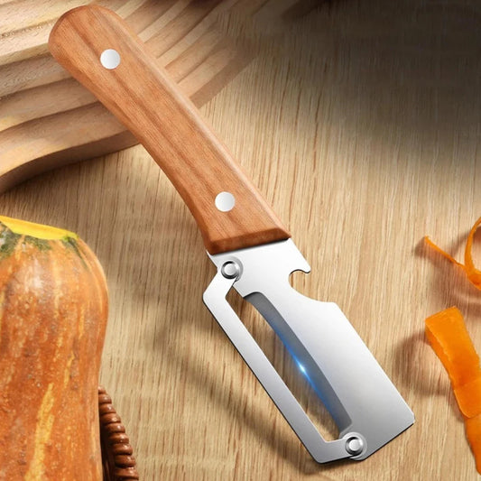 Elevate Your Cooking with Our Stainless Steel Vegetable Peeler Featuring a Comfortable Wooden Handle – Perfect for Effortless Peeling and Slicing!