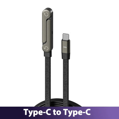 65W USB Fast Charging Cable with Foldable Phone Holder - 2-in-1 Type-C Quick Charge Data Cable for Mobile Devices