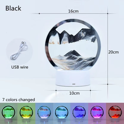 Illuminate Your Space with the Quicksand Table Lamp - Mesmerizing Hourglass Design with Colorful Water Effects and 3D Sand Painting