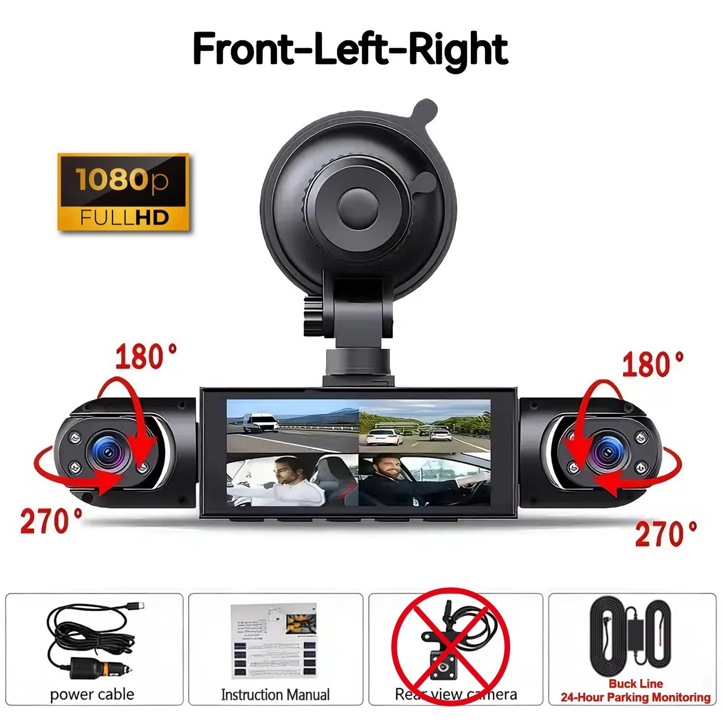 Ultimate 360-Degree Dash Cam with Four Cameras, Night Vision, and Loop Recording for Unmatched Vehicle Protection