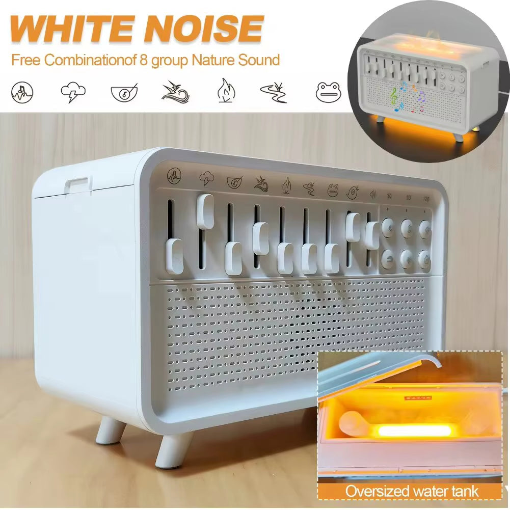 Transform Your Space with the 4-in-1 HiFi Bluetooth Speaker: LED Night Light, White Noise Sleep Aid, Humidifier, and 8 Soothing Natural Sounds