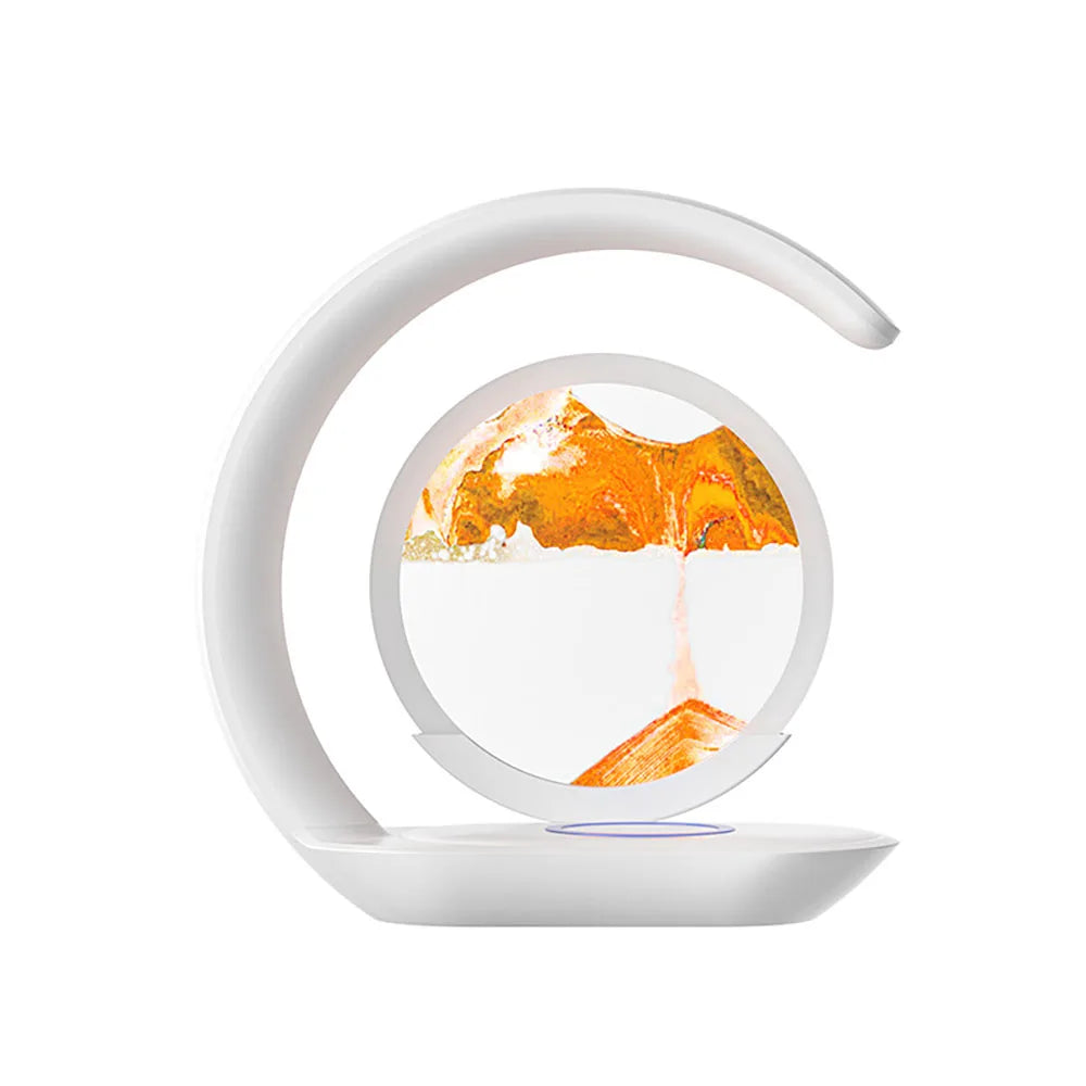 Illuminate Your Space with the Quicksand Table Lamp - Stylish 3D Hourglass Night Light with USB Wireless Charging