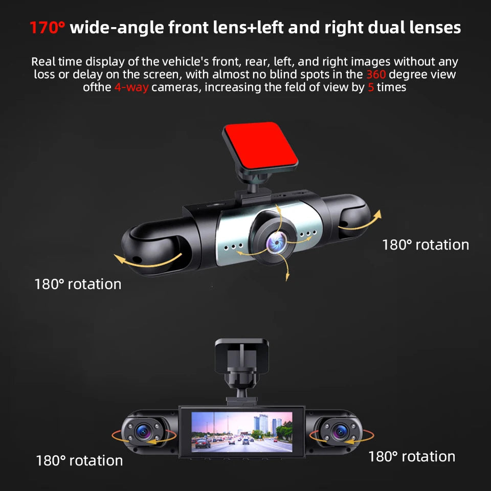 Revolutionary 1080P Four-Channel Dash Cam with Exceptional Night Vision and 24/7 Parking Protection