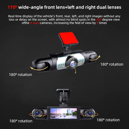 Revolutionary 1080P Four-Channel Dash Cam with Exceptional Night Vision and 24/7 Parking Protection