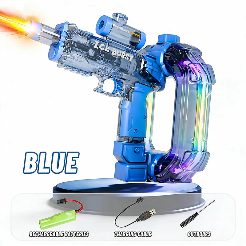 Ring-Shaped Electric Water Gun Kids Cool Toy Automatic Water Squirt Gun with Colorful Lights and Sound Summer Outdoor Toy Gift
