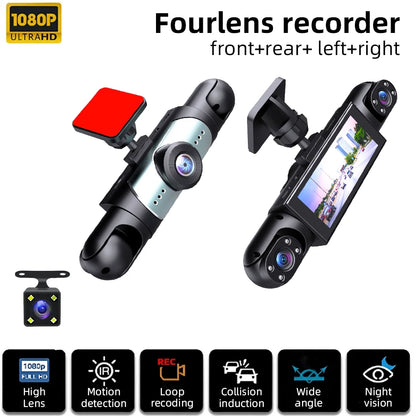Revolutionary 1080P Four-Channel Dash Cam with Exceptional Night Vision and 24/7 Parking Protection