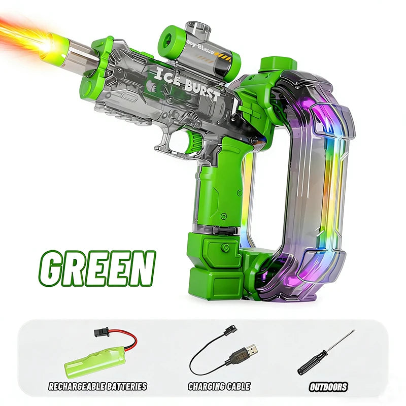 Ring-Shaped Electric Water Gun Kids Cool Toy Automatic Water Squirt Gun with Colorful Lights and Sound Summer Outdoor Toy Gift