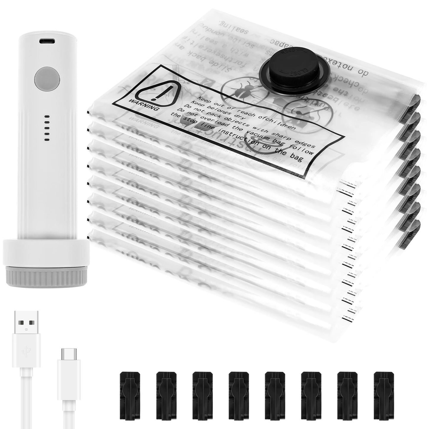 Maximize Your Space with the 8-Piece Vacuum Storage Bag Set and USB Electric Pump - Fast Compression & Triple Seal Protection for Travel and Home