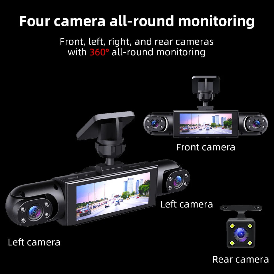 Revolutionary 1080P Four-Channel Dash Cam with Exceptional Night Vision and 24/7 Parking Protection