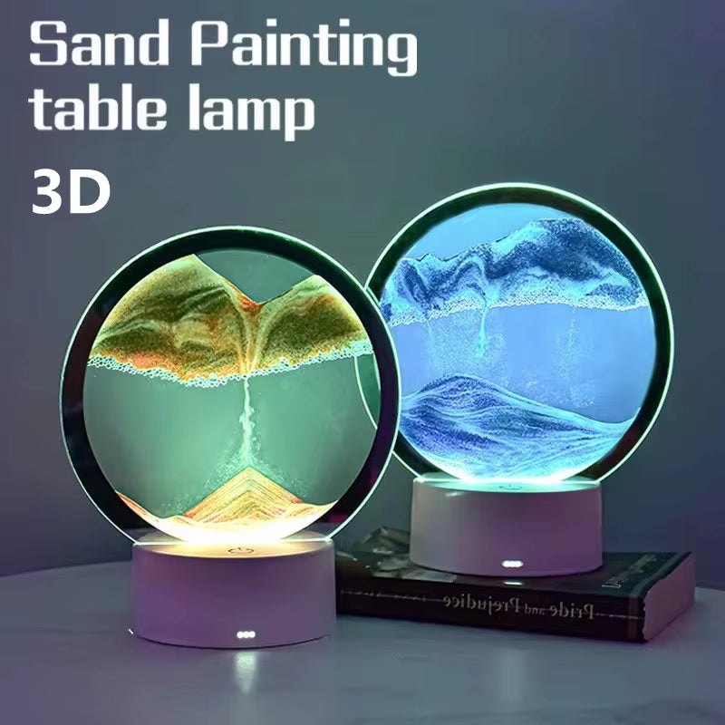 Illuminate Your Space with the Quicksand Table Lamp - Mesmerizing Hourglass Design with Colorful Water Effects and 3D Sand Painting