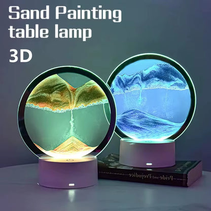 Illuminate Your Space with the Quicksand Table Lamp - Mesmerizing Hourglass Design with Colorful Water Effects and 3D Sand Painting