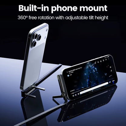 65W USB Fast Charging Cable with Foldable Phone Holder - 2-in-1 Type-C Quick Charge Data Cable for Mobile Devices