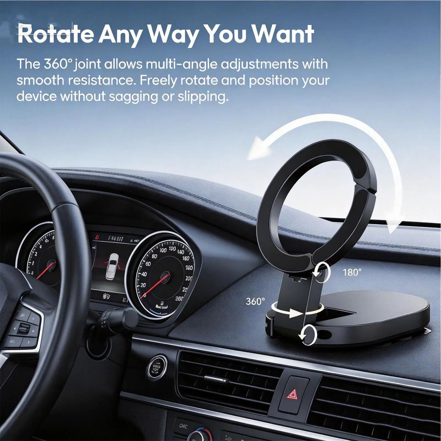 Revolutionary 360-Degree Magnetic Phone Mount - Your Ultimate Dashboard Companion for Effortless One-Handed Use at Home and in the Car
